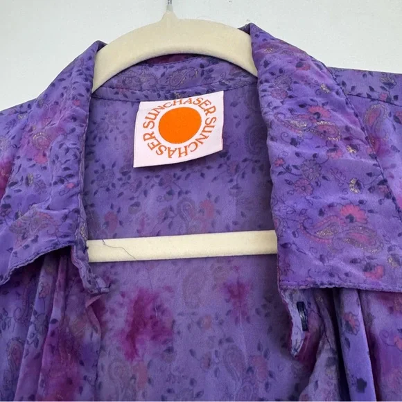 Sunchasers silk top purple tie dye paisley - Picture 2 of 5